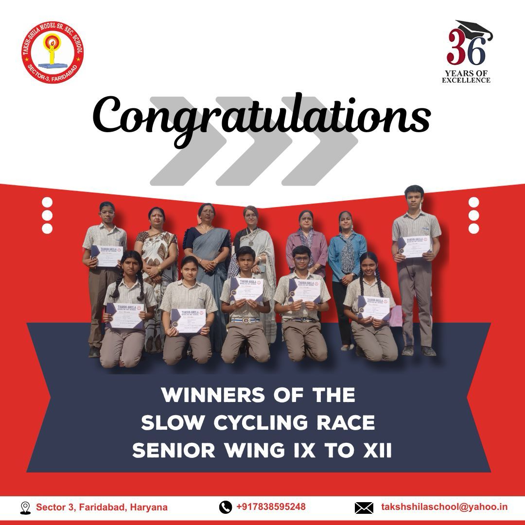 Winners Of The Slow Cycling Race Senior Wing IX To XII