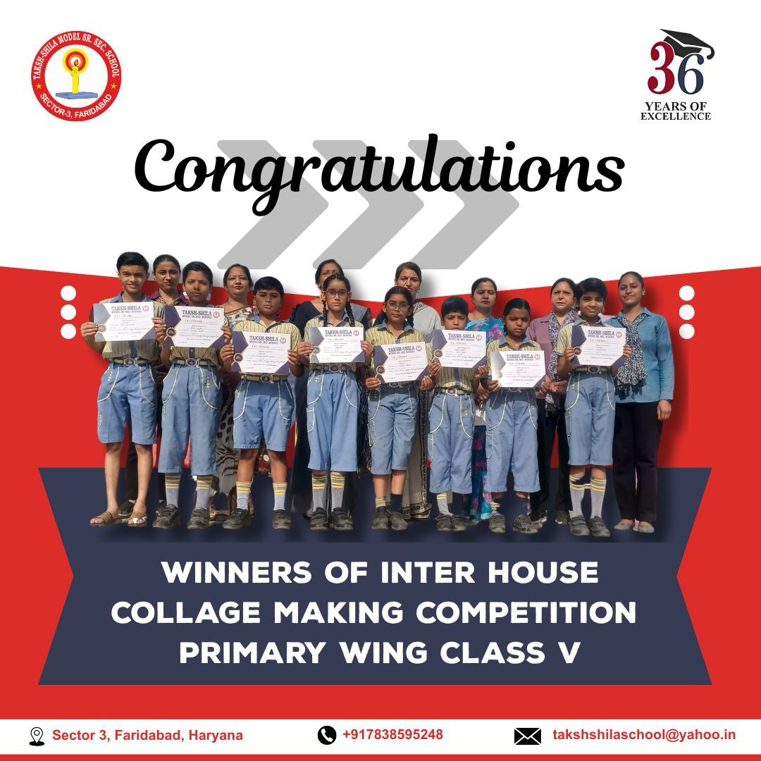 Winners Of Inter House Collage Making Competition Primary Wing Class 