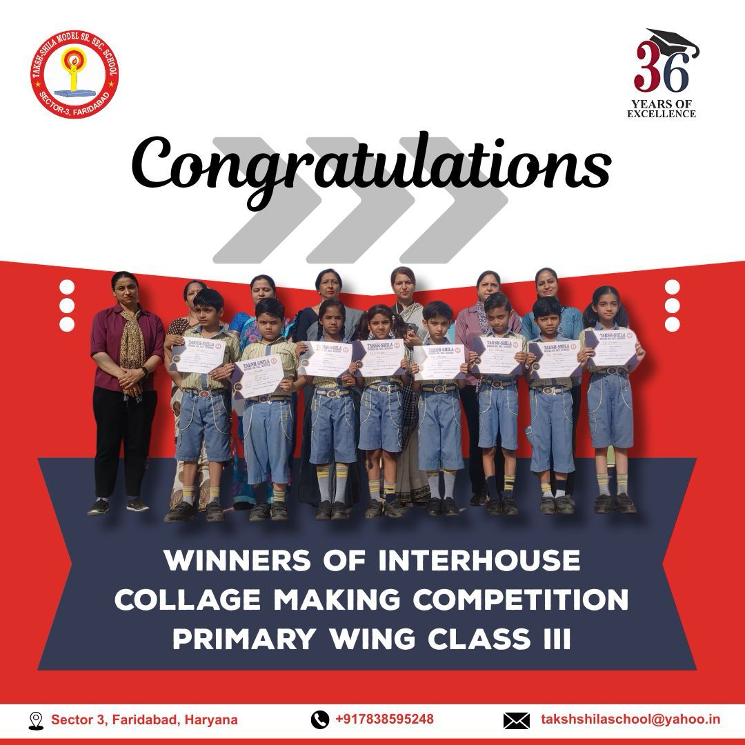 Winners Of Inter House Collage Making Competition Primary Wing Class III