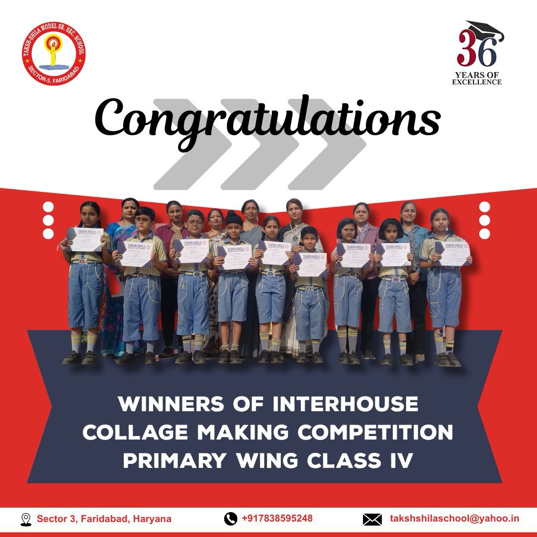 Winners Of Inter House Collage Making Competition Primary Wing Class IV