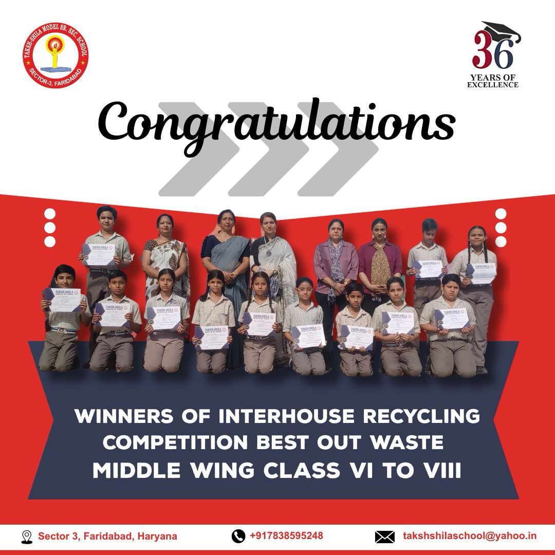Winners Of Interhouse Recycling Competition